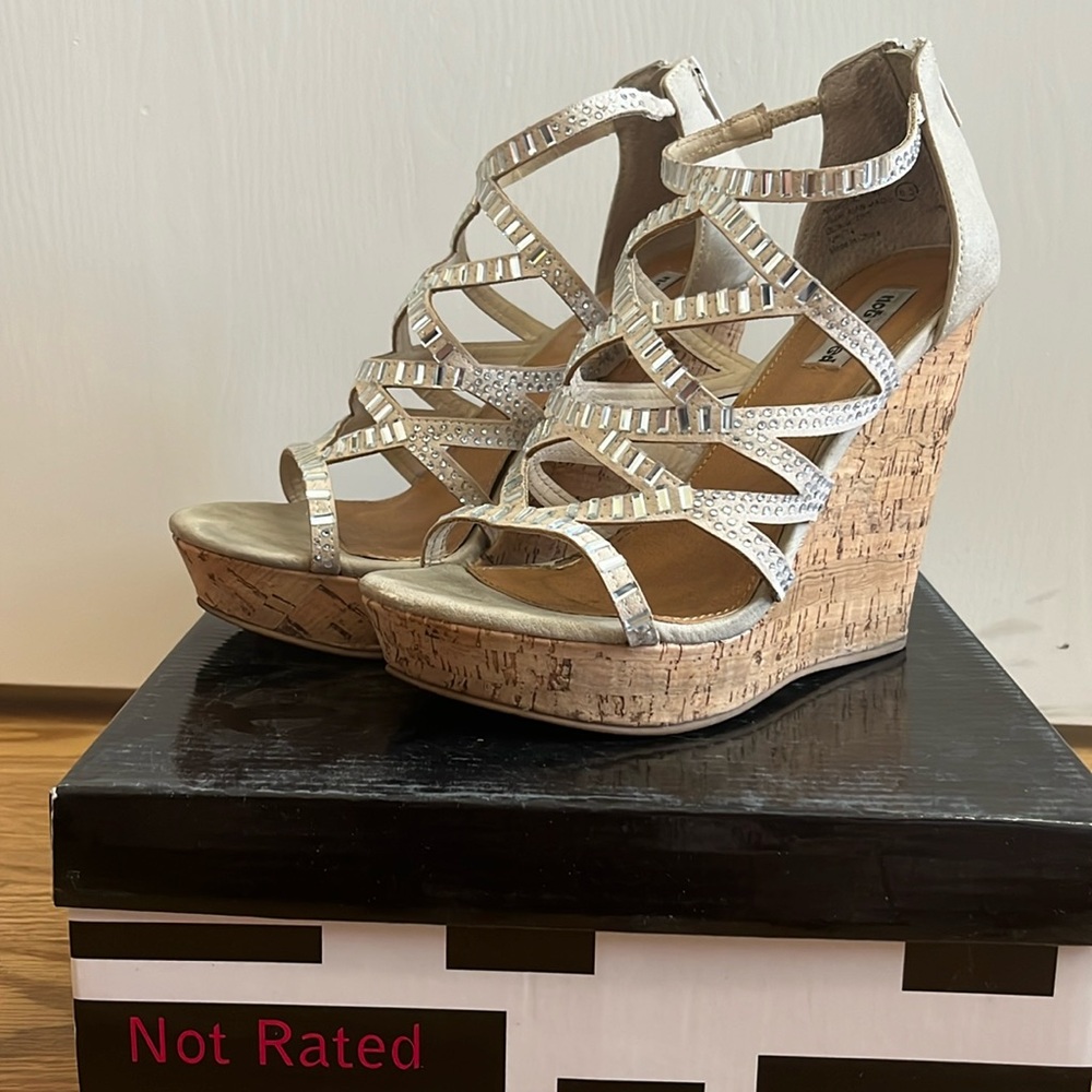 nude cork wedges - size 6.5